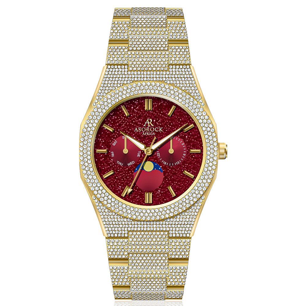 Iced transporter - Small diamond bezel - Fully iced strap - from ASOROCK WATCHES  a black african american owned luxury unique watch brand with swiss rolex, Audemars Piguet, patek homage inspired style watches. Also a custom vvs moissanite diamond watch maker. 