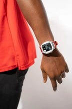 red rubber smartwatch case strap - from ASOROCK WATCHES  a black african american owned luxury unique watch brand with swiss rolex AP homage style watches 