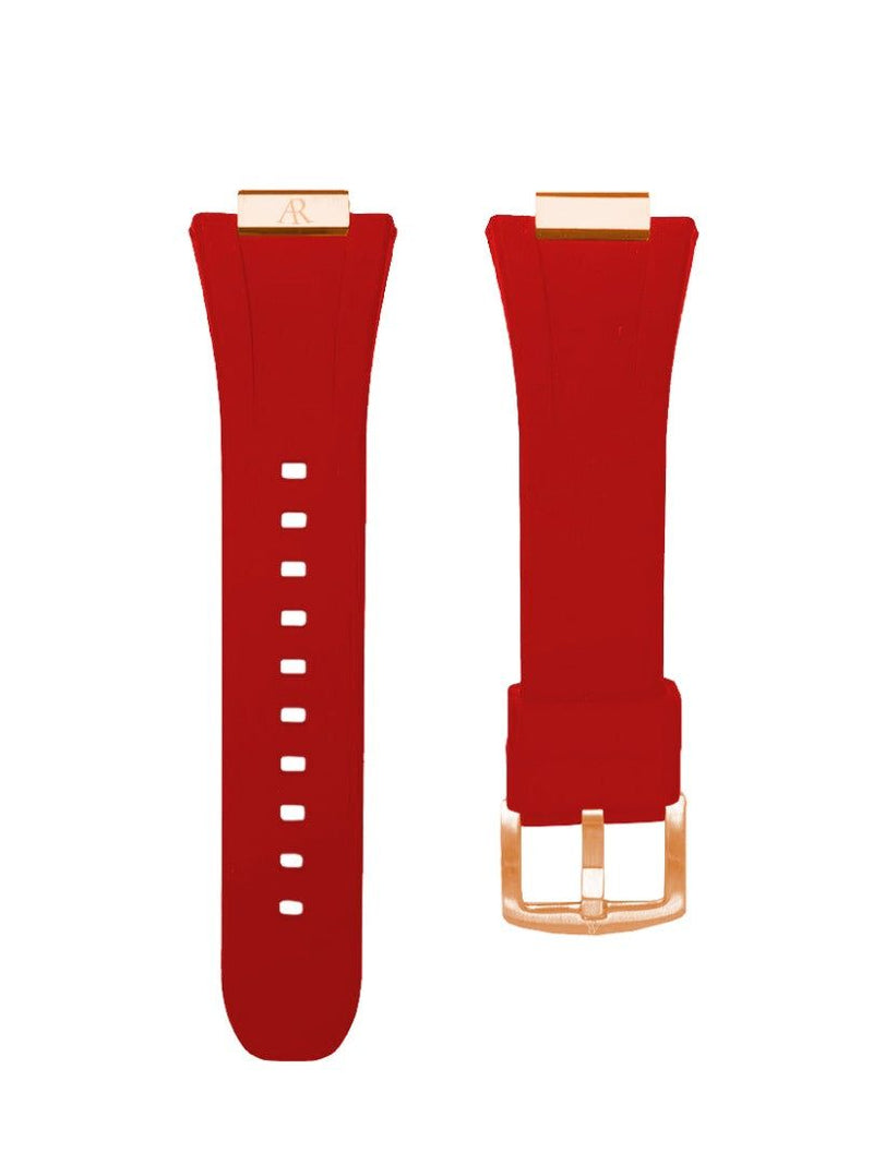 red rubber smartwatch case strap - from ASOROCK WATCHES  a black african american owned luxury unique watch brand with swiss rolex AP homage style watches 