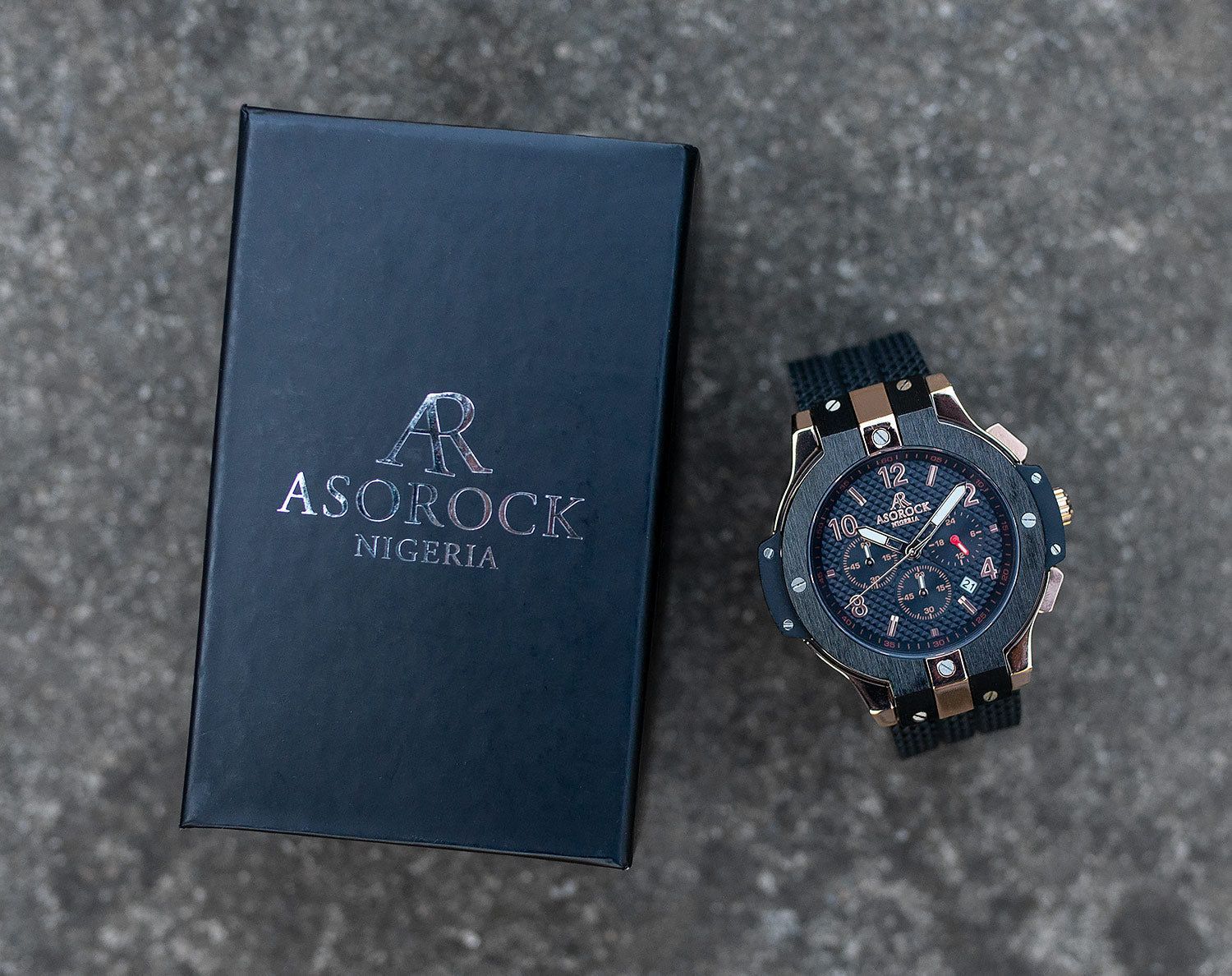 RoseGold SpeedRacer - from ASOROCK WATCHES  a black african american owned luxury unique watch brand with swiss rolex AP homage style watches 