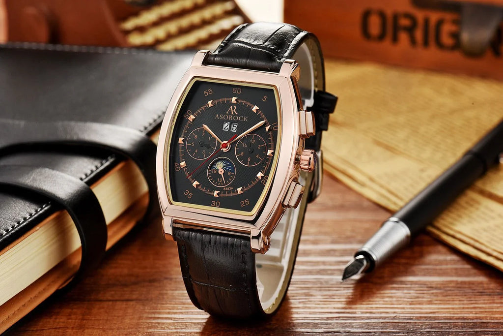 Rosegold/Black Ambassador - from ASOROCK WATCHES  a black african american owned luxury unique watch brand with swiss rolex AP homage style watches 