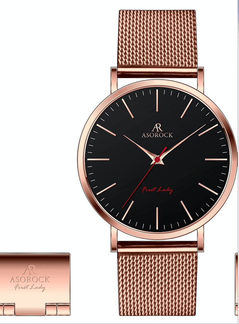 RoseGold/Black FirstLady - from ASOROCK WATCHES  a black african american owned luxury unique watch brand with swiss rolex AP homage style watches 