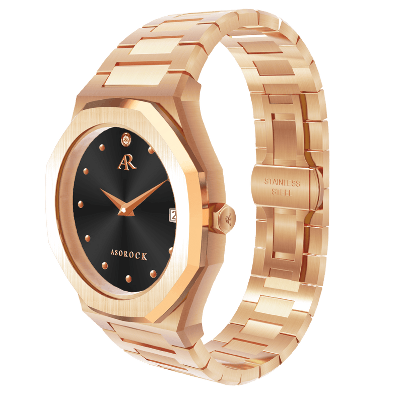 RoseGold/Black goddess - from ASOROCK WATCHES  a black african american owned luxury unique watch brand with swiss rolex AP homage style watches 