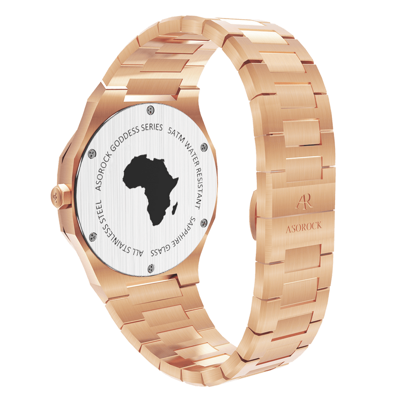 RoseGold/Black goddess - from ASOROCK WATCHES  a black african american owned luxury unique watch brand with swiss rolex AP homage style watches 