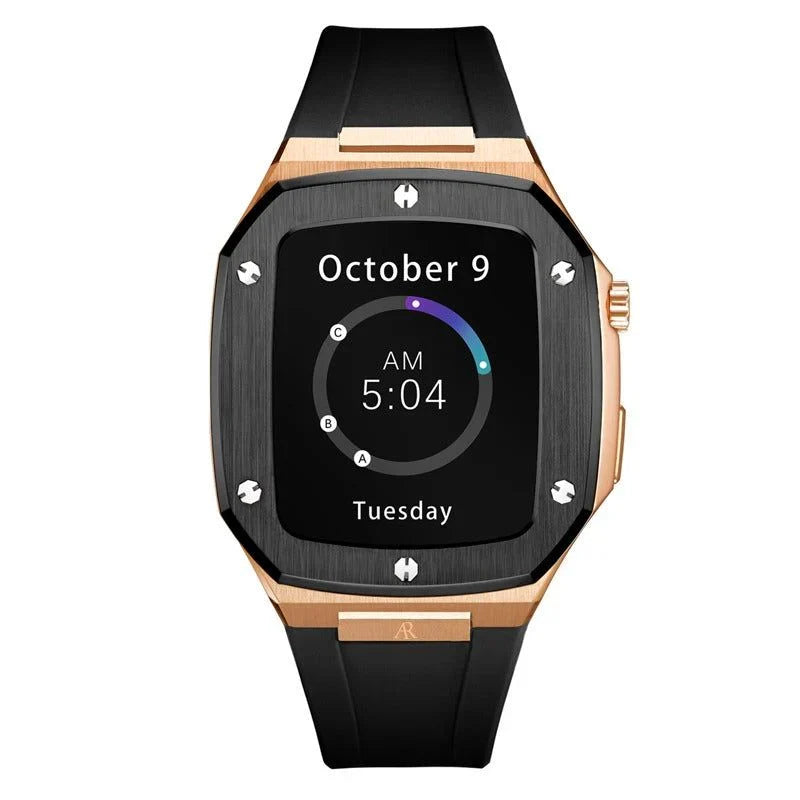 rosegold/black rubber smartwatch case - from ASOROCK WATCHES  a black african american owned luxury unique watch brand with swiss rolex AP homage style watches 