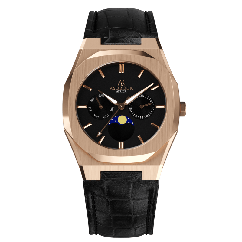 Rosegold/Black Transporter - from ASOROCK WATCHES  a black african american owned luxury unique watch brand with swiss rolex AP homage style watches 