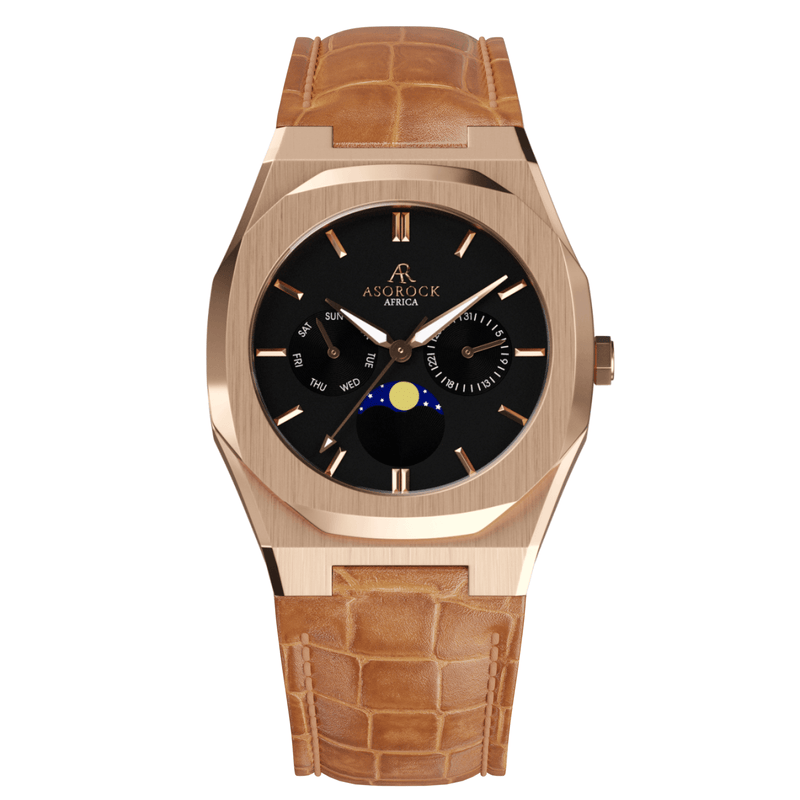 Rosegold/Black Transporter - from ASOROCK WATCHES  a black african american owned luxury unique watch brand with swiss rolex AP homage style watches 