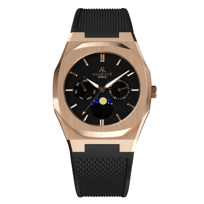 Rosegold/Black Transporter - from ASOROCK WATCHES  a black african american owned luxury unique watch brand with swiss rolex AP homage style watches 