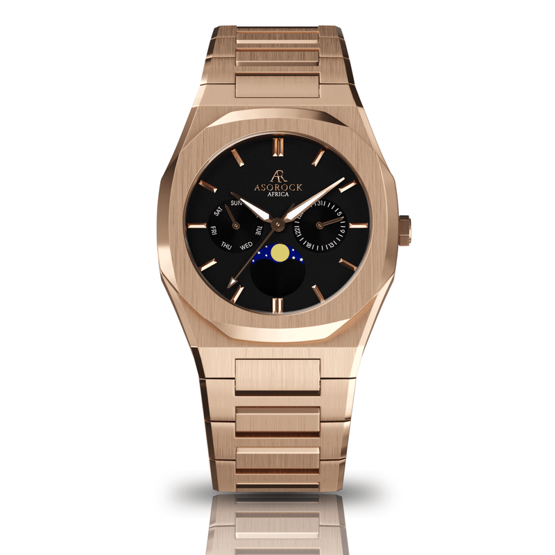 Rosegold/Black Transporter - from ASOROCK WATCHES  a black african american owned luxury unique watch brand with swiss rolex AP homage style watches 