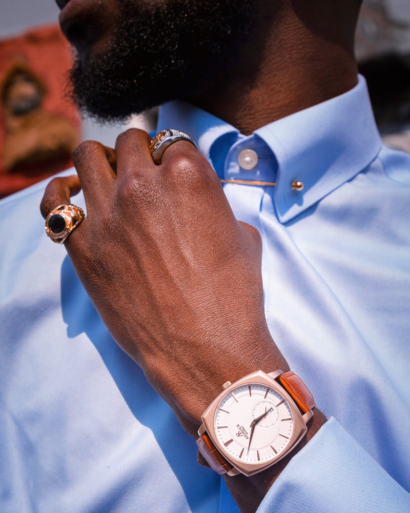 RoseGold/White Monolith - from ASOROCK WATCHES  a black african american owned luxury unique watch brand with swiss rolex AP homage style watches 