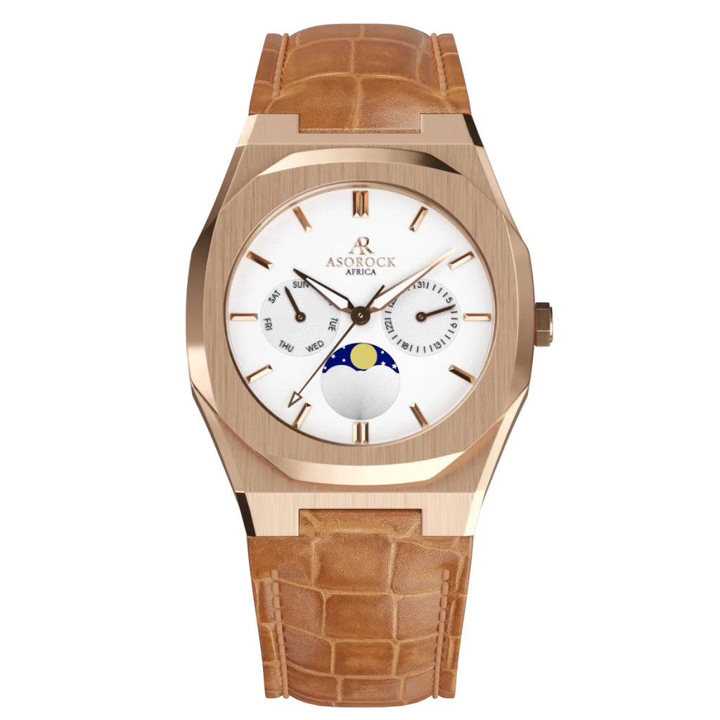 Rosegold/White Transporter - from ASOROCK WATCHES  a black african american owned luxury unique watch brand with swiss rolex AP homage style watches 