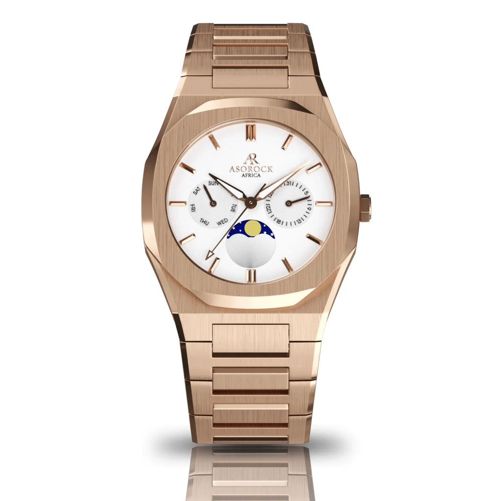 Rosegold/White Transporter - from ASOROCK WATCHES  a black african american owned luxury unique watch brand with swiss rolex AP homage style watches 