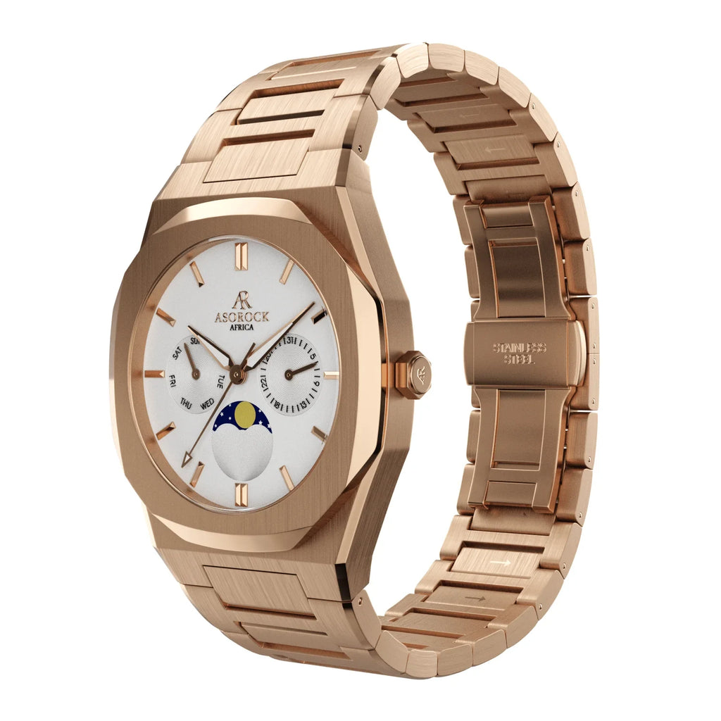 Rosegold/White Transporter - from ASOROCK WATCHES  a black african american owned luxury unique watch brand with swiss rolex AP homage style watches 