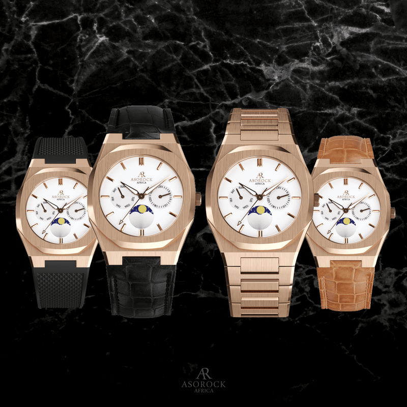 Rosegold/White Transporter - from ASOROCK WATCHES  a black african american owned luxury unique watch brand with swiss rolex AP homage style watches 