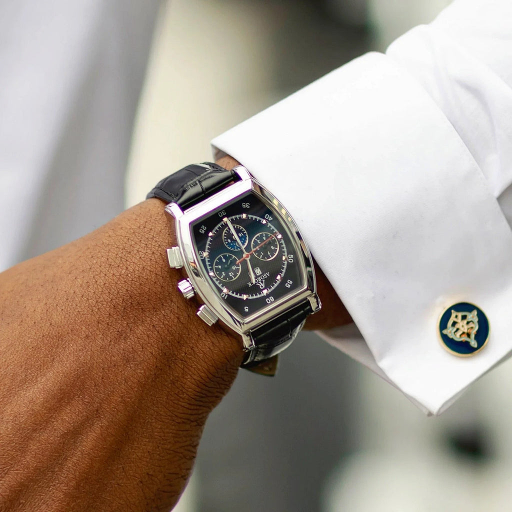 Silver/Black Ambassador - from ASOROCK WATCHES  a black african american owned luxury unique watch brand with swiss rolex AP homage style watches 