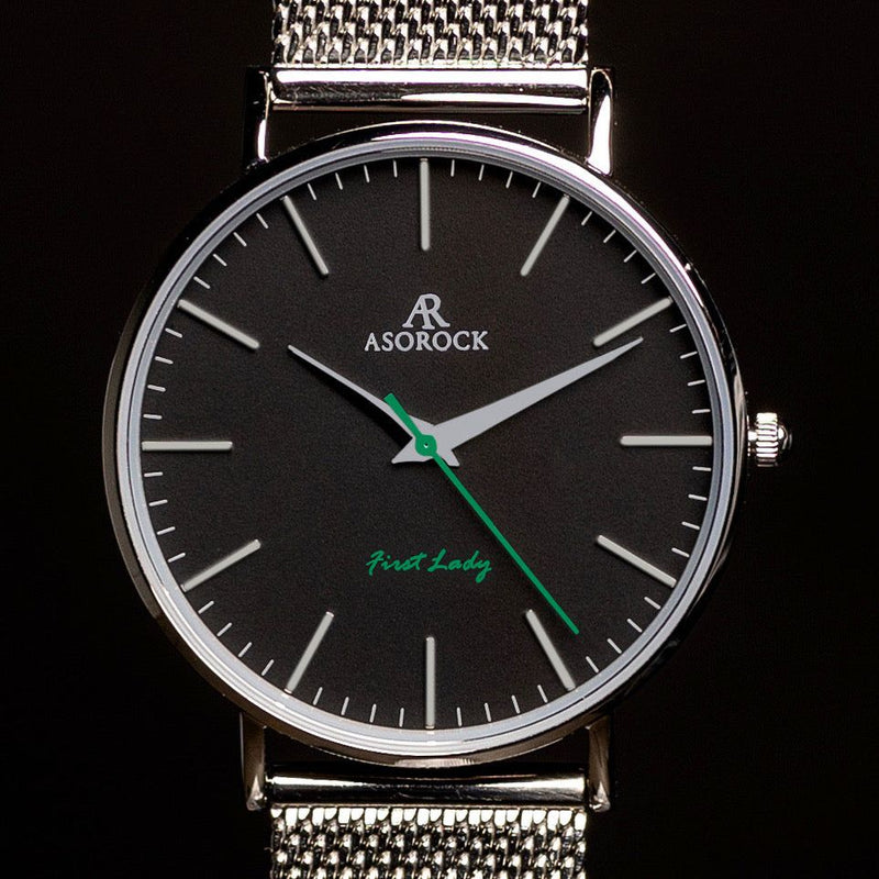 Silver/Black FirstLady - from ASOROCK WATCHES  a black african american owned luxury unique watch brand with swiss rolex AP homage style watches 