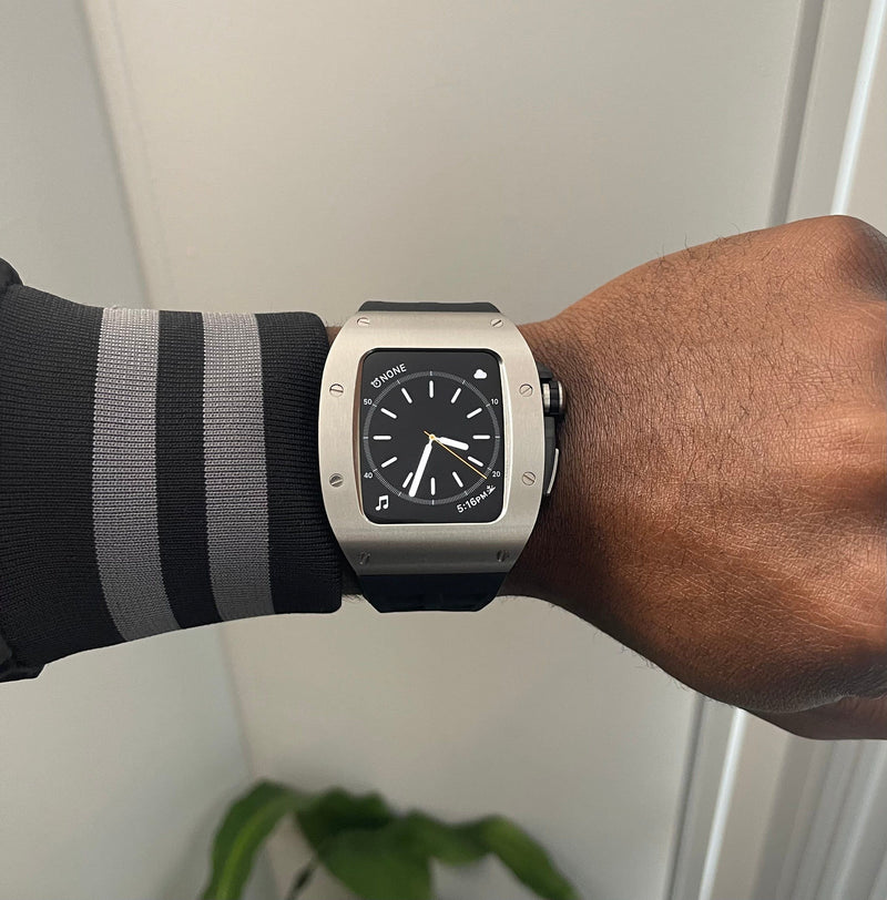 Silver/black Smartwatch Sports case - from ASOROCK WATCHES  a black african american owned luxury unique watch brand with swiss rolex AP homage style watches 