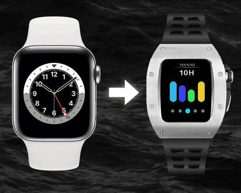 Silver/black Smartwatch Sports case - from ASOROCK WATCHES  a black african american owned luxury unique watch brand with swiss rolex AP homage style watches 