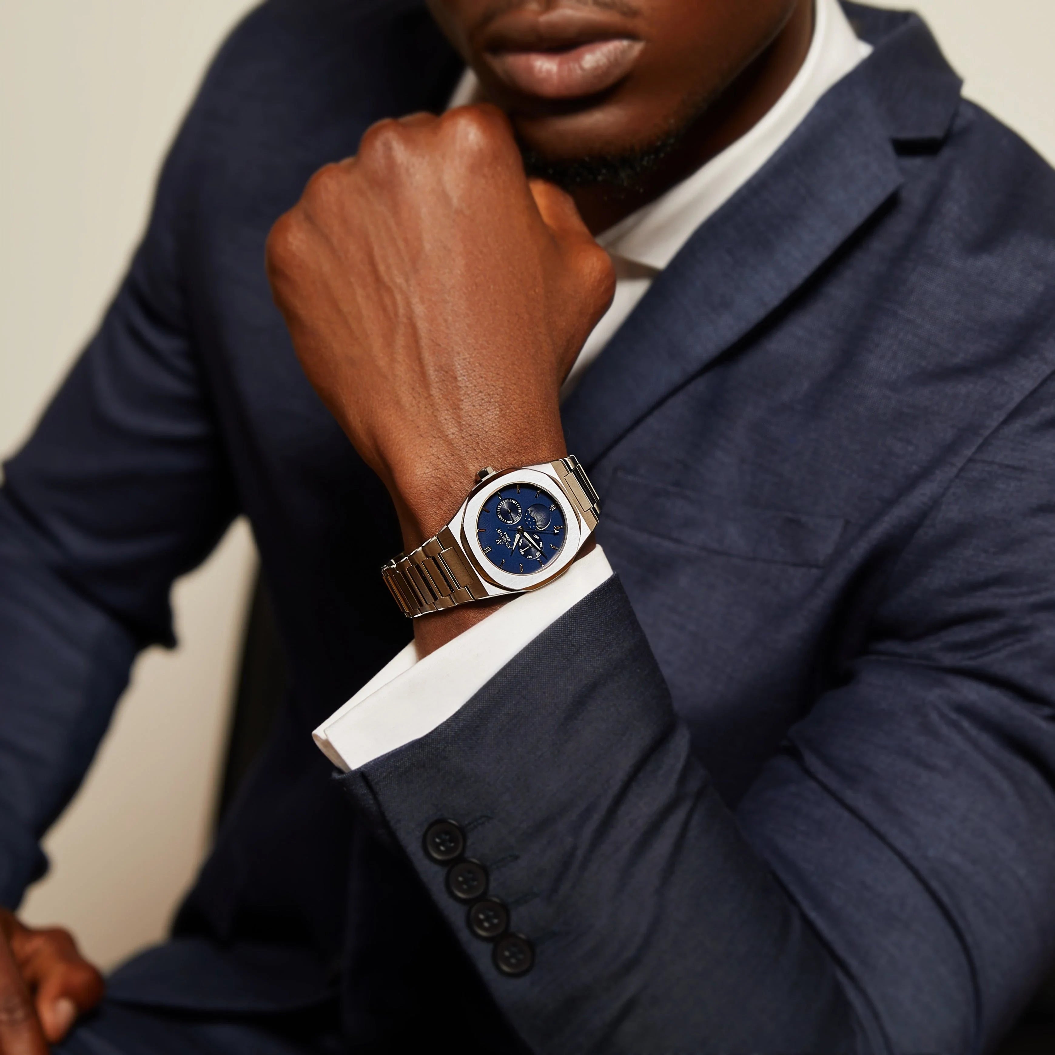 Silver/Blue Transporter - from ASOROCK WATCHES  a black african american owned luxury unique watch brand with swiss rolex AP homage style watches 