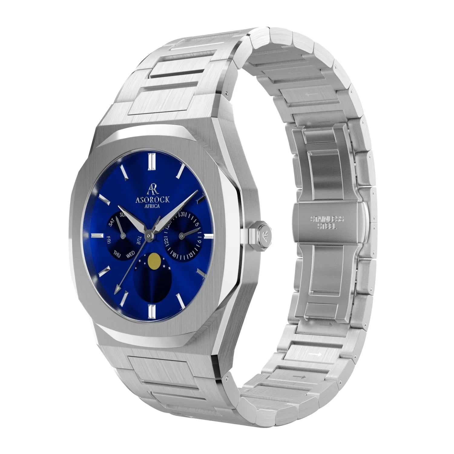 Silver/Blue Transporter - from ASOROCK WATCHES  a black african american owned luxury unique watch brand with swiss rolex AP homage style watches 