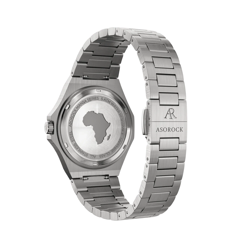 Silver/Red Mansa - from ASOROCK WATCHES  a black african american owned luxury unique watch brand with swiss rolex AP homage style watches 