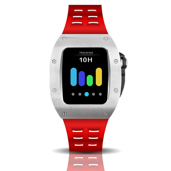 Silver/red Smartwatch Sports case - from ASOROCK WATCHES  a black african american owned luxury unique watch brand with swiss rolex AP homage style watches 