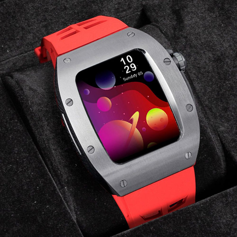 Silver/red Smartwatch Sports case - from ASOROCK WATCHES  a black african american owned luxury unique watch brand with swiss rolex AP homage style watches 