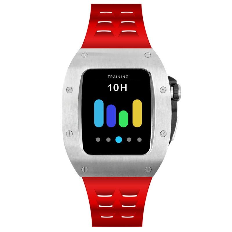 Silver/red Smartwatch Sports case - from ASOROCK WATCHES  a black african american owned luxury unique watch brand with swiss rolex AP homage style watches 