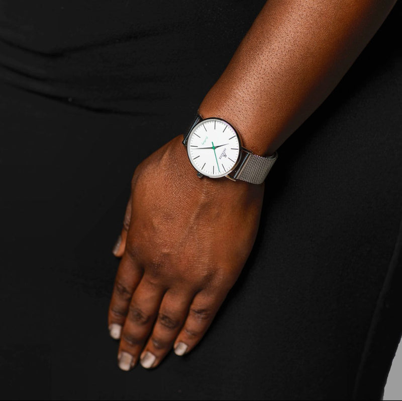 Silver/White FirstLady - from ASOROCK WATCHES  a black african american owned luxury unique watch brand with swiss rolex AP homage style watches 