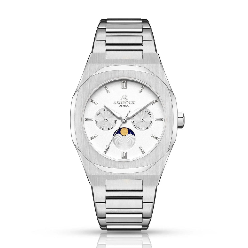 Silver/White Transporter - from ASOROCK WATCHES  a black african american owned luxury unique watch brand with swiss rolex, Audemars Piguet, patek homage inspired style watches. Also a custom vvs moissanite diamond watch maker. 