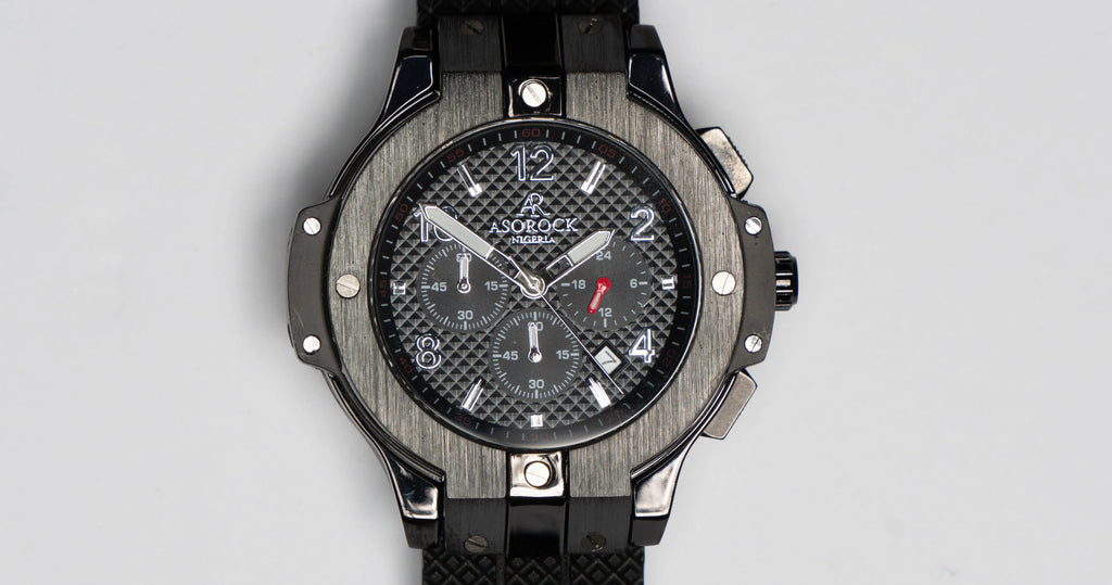 SPEEDRACER ALL BLACK - from ASOROCK WATCHES  a black african american owned luxury unique watch brand with swiss rolex AP homage style watches 