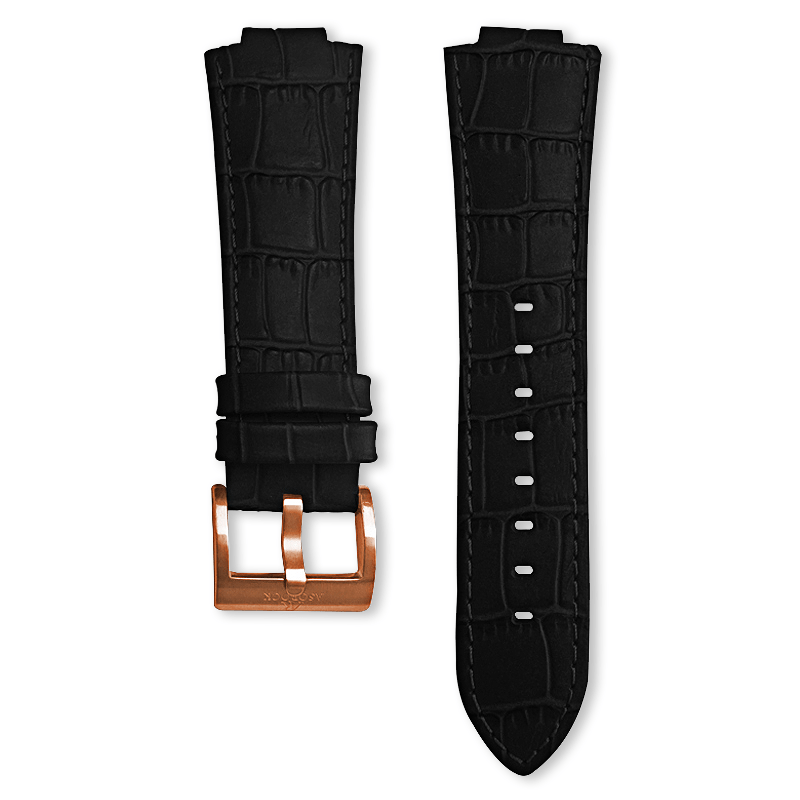 Transporter Black leather strap (select Clasp) - from ASOROCK WATCHES  a black african american owned luxury unique watch brand with swiss rolex AP homage style watches 