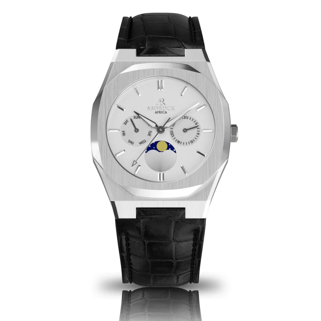 Transporter Black leather strap (select Clasp) - from ASOROCK WATCHES  a black african american owned luxury unique watch brand with swiss rolex AP homage style watches 