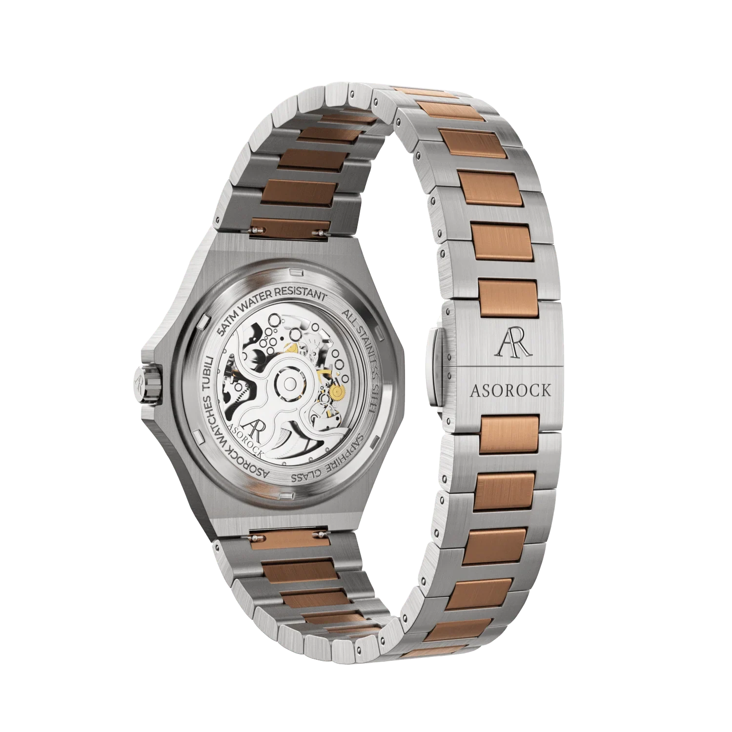 Two tone rosegold/Blue Tubili - from ASOROCK WATCHES  a black african american owned luxury unique watch brand with swiss rolex AP homage style watches 