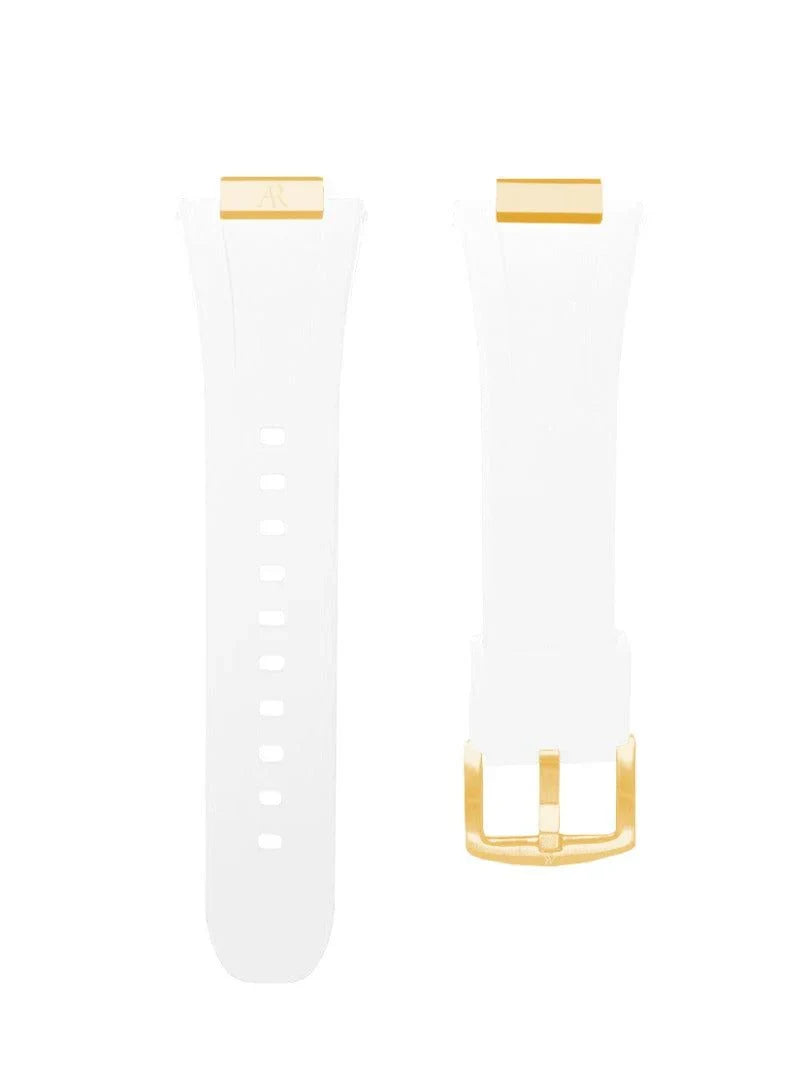 White rubber smartwatch case strap - from ASOROCK WATCHES  a black african american owned luxury unique watch brand with swiss rolex AP homage style watches 